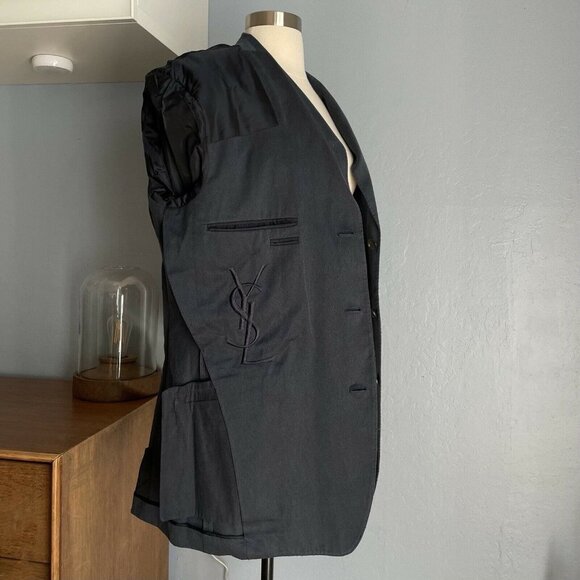 Yves Saint Laurent Men Cotton Navy Blazer Sport Coat Jacket 52L - Picture 6 of 8